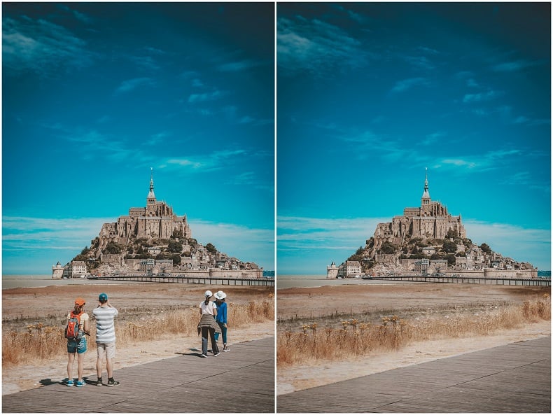 Avant/après suppression de personnes dans une photo